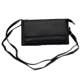 10016- BLACK PU LEATHER TRI POCKET CLUTCH / CROSS BODY BAG